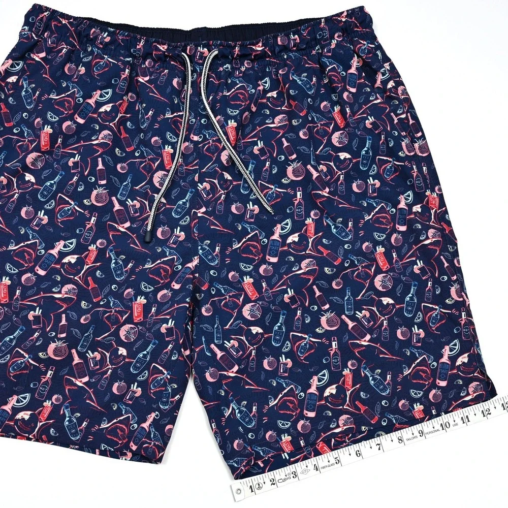 Peter Millar Seaside Swim Shorts‎ Mens L Recipes for Disaster Bloody Mary Shark - Picture 5 of 11